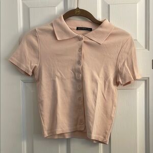 Brandy Melville Pink Cropped Button Down Shirt
